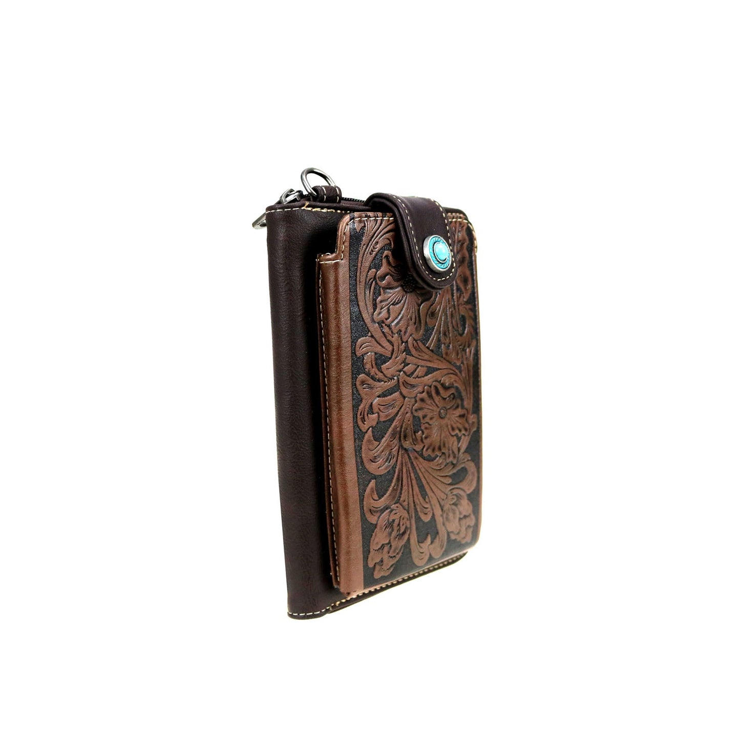Montana West Western Tooled Phone Case Crossbody Wallet Coffee