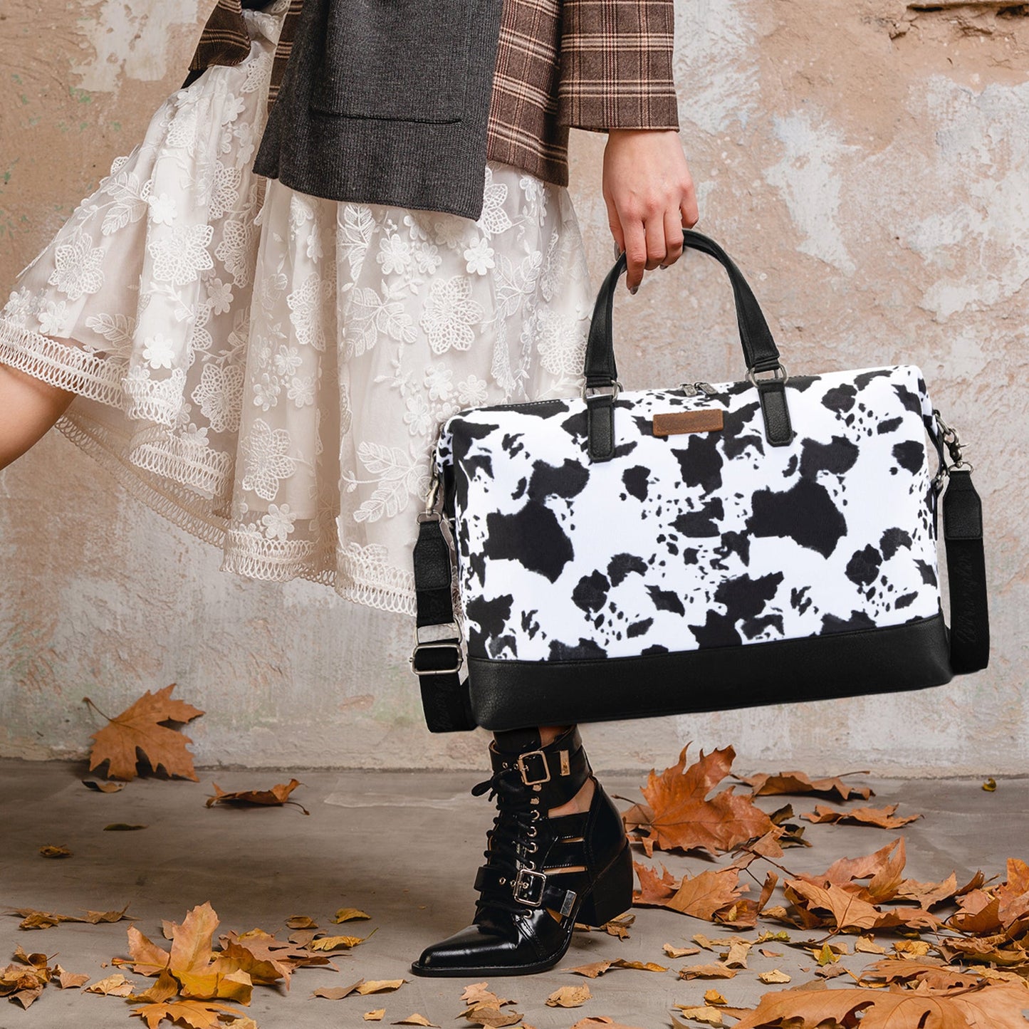 PREORDER Wrangler Cow Print Collection Weekender Bag - Black