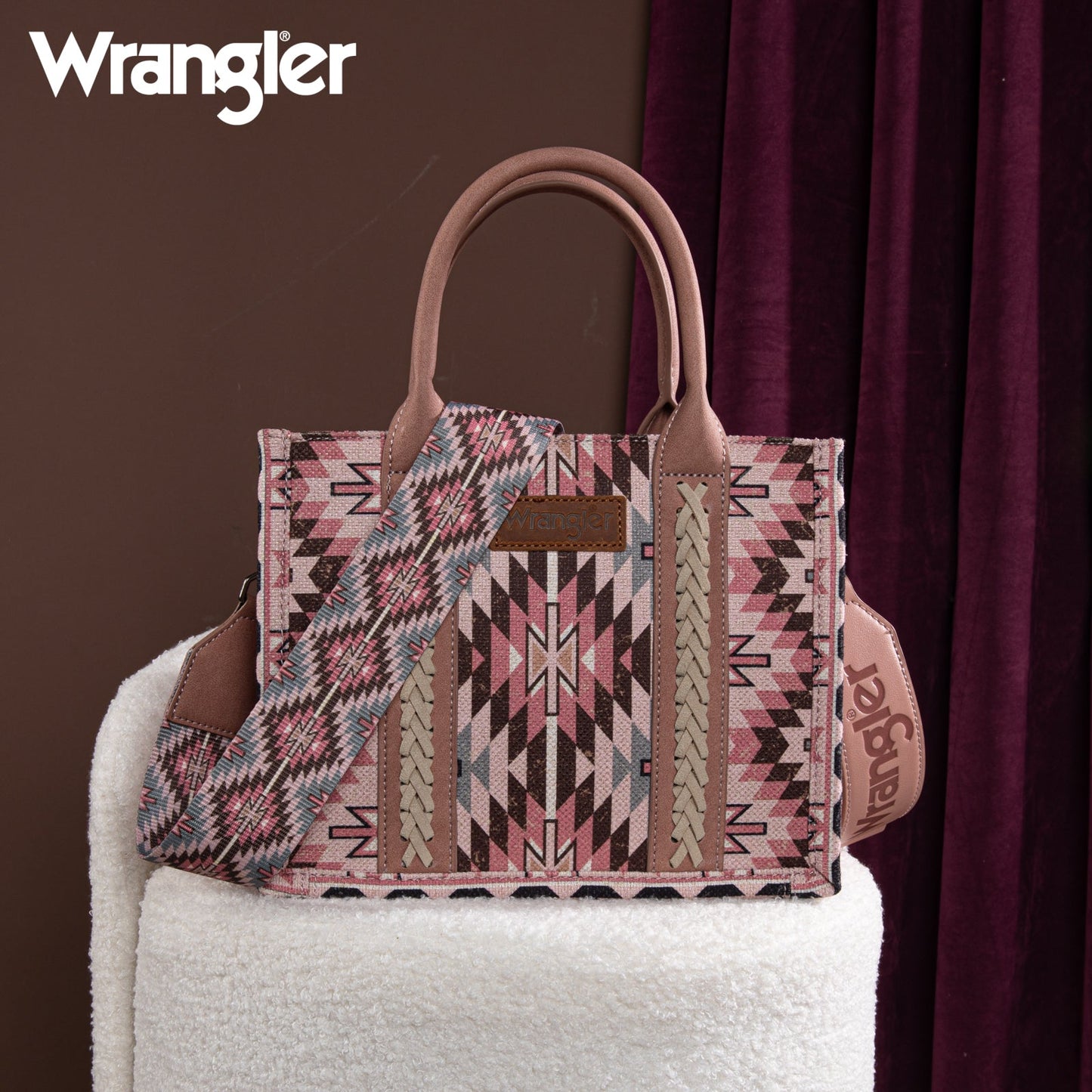 PREORDER Wrangler Southwestern Pattern Dual Sided Print-Tote/Crossbody