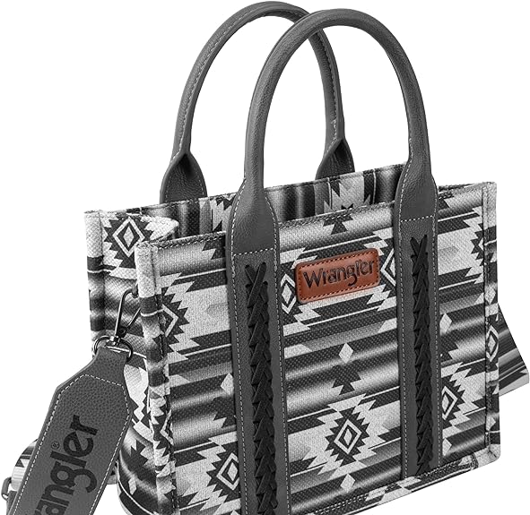 PREORDER Wrangler Southwestern Print Small Canvas Tote/Crossbody - Black