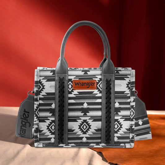PREORDER Wrangler Southwestern Print Small Canvas Tote/Crossbody - Black