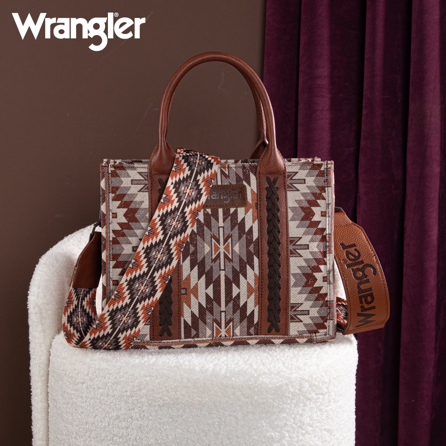 PREORDER Wrangler Southwestern Pattern Dual Sided Print-Tote/Crossbody